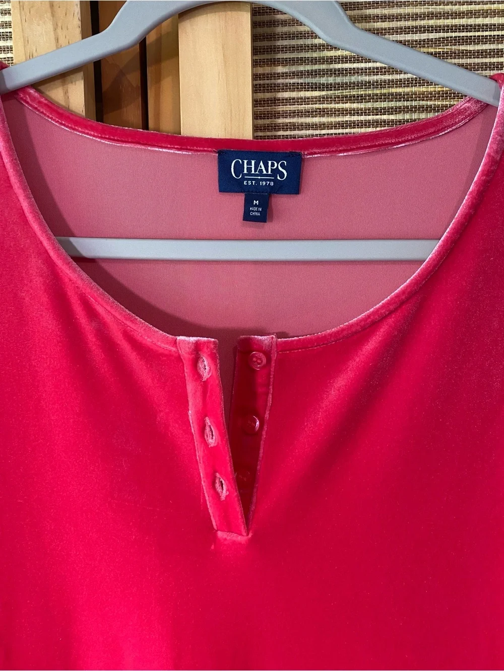 Chaps Sz M Pink Velour Midi Dress
